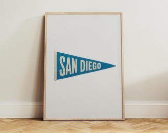 Vintage San Diego Pennant Flag Print: Retro Travel Art (Digital Download)