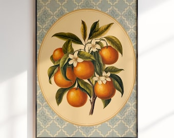 Lámina de naranjo vintage: Arte mural para cocina mediterránea (descarga digital)
