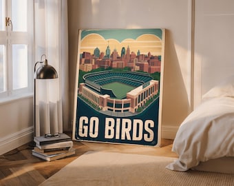 Philadelphia Eagles Stadion Poster: Go Birds Retro Fussball Kunst (Digitaler Download)