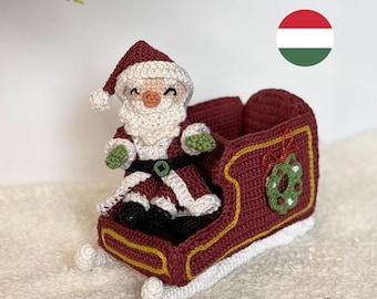 Christmas Sleigh and Pocket Santa Crochet Pattern, Amigurumi Set (PDF Patterns)