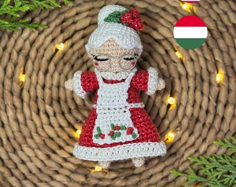 Patrón de ganchillo de la Sra. Claus de bolsillo – Muñeca amigurumi navideña (Nivel intermedio)