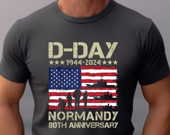 D-Day 80th anniversary T-shirt, 1944-2024, commemorating Operation Overlord, WWII, Remember Normandy Shirt, Normandy T-shirt, D-Day Gift