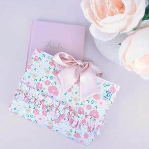Pink Floral Bible Cover for Women: Book Sleeve with Bow and Ruffles