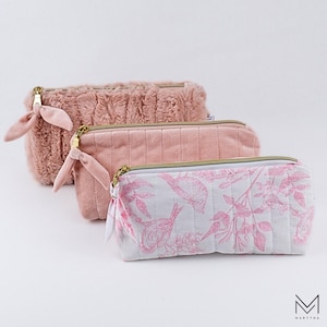 Trousse à crayons rose mignonne, trousse de luxe faite main, adorable fournitures scolaires, cadeau pour étudiants et artistes, petite trousse de maquillage