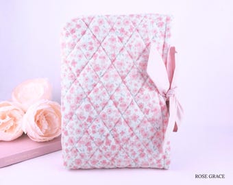 Personalized Bible Cover with Bow Closure: Quilted Floral Book Sleeves for Christian Gift
