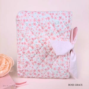 Personalized Bible Cover with Bow Closure: Quilted Floral Book Sleeves for Christian Gift