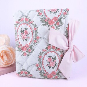 Bible Sleeves with Bow: Quilted Floral Bible Cover for Personalized Christian Gift Book Sleeve Cottage Heirloom