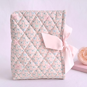 Bible Sleeves with Bow: Quilted Floral Bible Cover for Personalized Christian Gift Book Sleeve Butterfly Blush