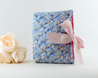 Personalized Bible Cover with Bow Closure: Quilted Floral Book Sleeves for Christian Gift