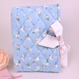 Bible Sleeves with Bow: Quilted Floral Bible Cover for Personalized Christian Gift Book Sleeve Sky Bloom