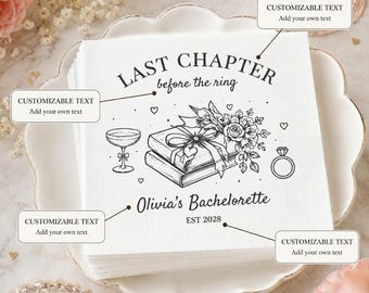 Soft Custom Cocktail Napkins, Vintage Sketch Bachelorette Accents, Ladies Meetup & Timeless Bridal Mementos