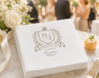 Custom cocktailservetten bruiloft met monogram voor cocktailuurreceptie, bardecoratie