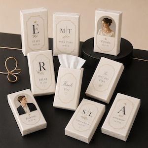 Personalized Wedding Pocket Tissues | Custom Initial Monogram Bridal Shower & Reception Favor | Elegant Wedding Tissue