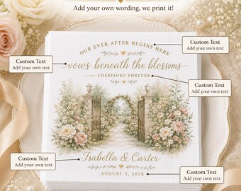 Personalized Cocktail Napkins, Blooming Garden Wedding Art Print, Engagement Party & Custom Anniversary Table Gifts