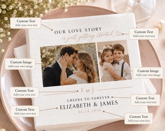 Custom Photo Wedding Napkins, Love Story Table Decor, Personalized Keepsakes