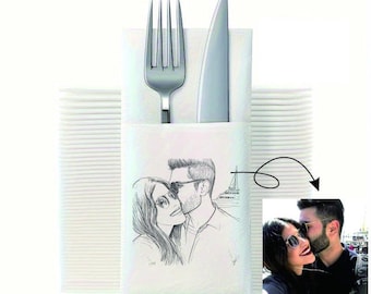 Custom Napkin Pouches — Personalize with Photos and Text — Ideal for Weddings and Birthday Parties