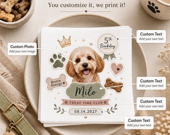 Custom Pet Photo Napkins: Sticker Collage Celebration Table Favors