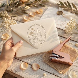 Custom Wedding Embosser, Weekend Line Art Save Dates, Invitations, Envelopes Cards