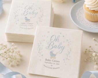 Aangepaste servetten babyshower Gepersonaliseerd voor drankjes Desserttafels Gunsten en geslachtsbepaling