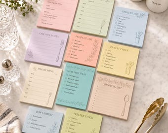 Custom Meal Plan Sticky Notes: Weekly Diet Planner, Shopping Lists, Kitchen Organization