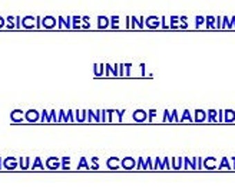 Unit 1. Language as Communication. Temario Primaria Inglés LOMLOE Comunidad de Madrid