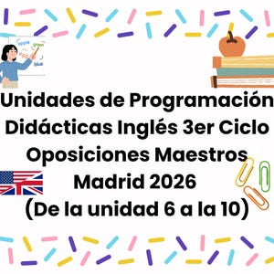 Unterrichtseinheit Programmierung Englisch 3. Zyklus Wettbewerbsprüfungen Lehrer Madrid 2026 (Von Einheit 6 bis 10)