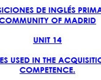 Unit 14. Methods and Techniques used in the Acquisition of Communicative Competence. Temario Primaria Inglés LOMLOE Comunidad de Madrid