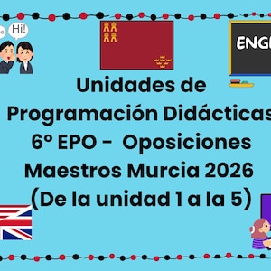 Modules d'enseignement de la programmation - Examens de recrutement des enseignants du primaire en anglais (6e année) - Murcie 2026 (Unités 1 à 5)