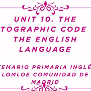 Unit 10. The Ortographic Code of the English Language. Temario Primaria Inglés LOMLOE Comunidad de Madrid