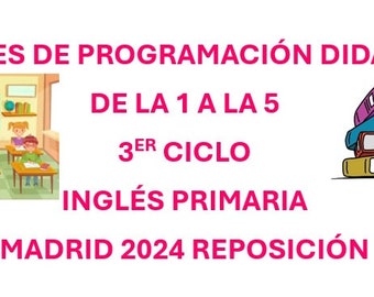 Unidades de Programación Didácticas Inglés 3er Ciclo oposiciones maestros Madrid 2024 Reposición (De la unidad 1 a la 5)