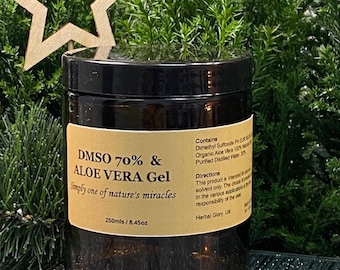 8oz Super Pain Relief DMSO dimethyl sulfoxide GEL 70% with Aloe Vera . Glass jar