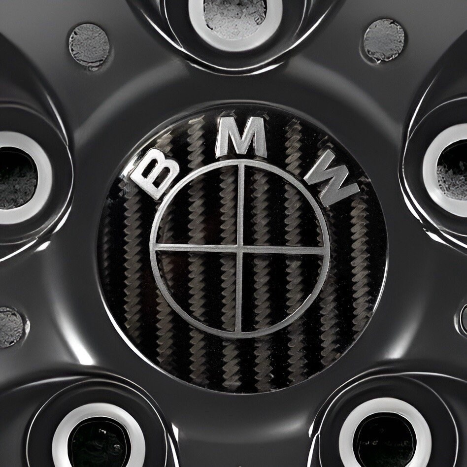 BMW Emblem Ecken Aufkleber Schwarz, Carbon - Perfekte Akzente für