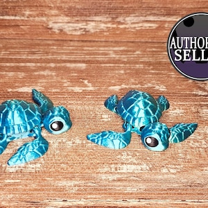 3D Printed Magnetic Baby Sea Turtle, 4&quot; ,Fidget Toy, Articulated, Cinderwing 3D