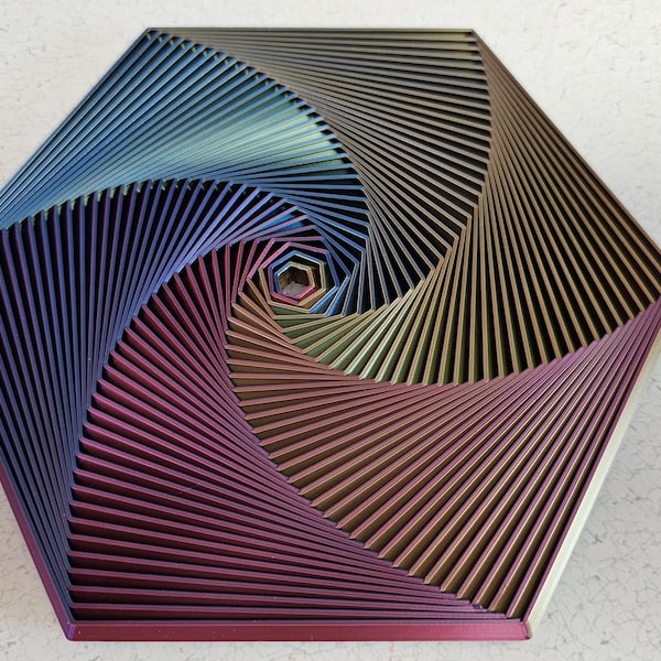ヘキサゴン スーパーフィジェット 7インチ、デスクトイ、ストレス解消、フラクタル六角形、3Dプリント、手作り