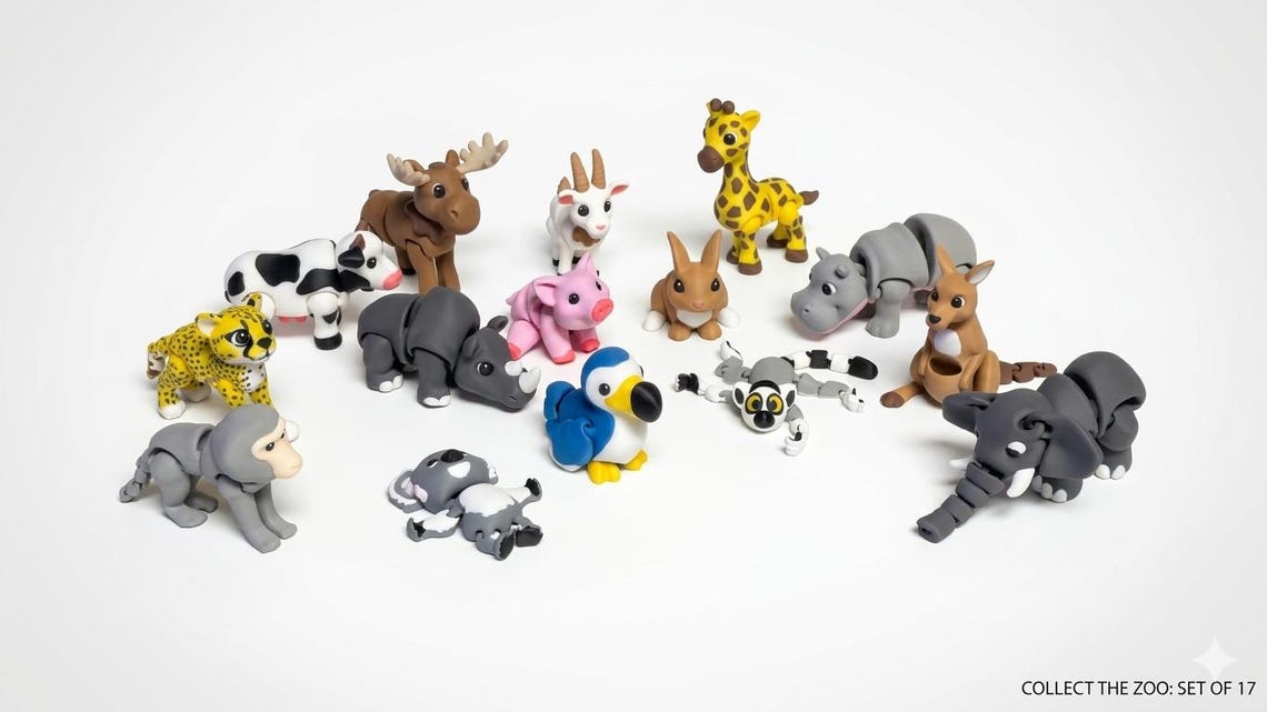 Articulated Mini Zoo Animals | 3d Printed | Fidget | Adorable | 15 ...