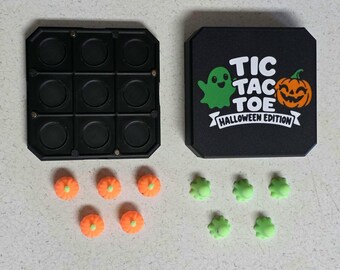 Halloween Magnetic Tic Tac Toe Travel Game | Glow in the Dark Ghosts & Pumpkins | 3D Printed Halloween Game | Portable Kids Game