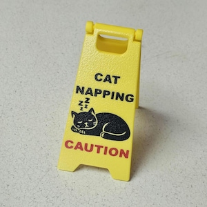 Cat Napping wet floor sign v2 | Updated hinge |Gag gift | Stocking stuffer | 5 inch or 7 inch tall