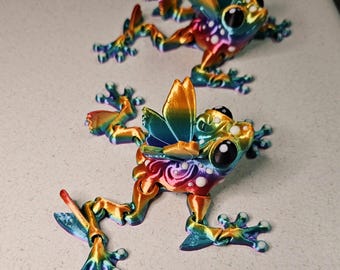 Magnetic Flutter Frog 3D Printed Articulating Frog, cinderwing3d, internal hidden magnets