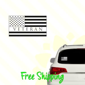 Veteran American Flag Vinyl Decal Window Sticker | Navy | Army | Marines | Air Force | Service | Stars & Stripes | Patriotic 299