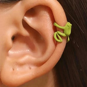 Frog Ear Cuff Adjustable Green | Handmade Fashion Jewelry | Tree Frogs | Christmas Gifts