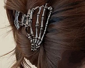 Skeleton Hands Hairclip | Silver | Skulls | Hair | Bones | Y2K | 90s | Halloween | Christmas Gifts