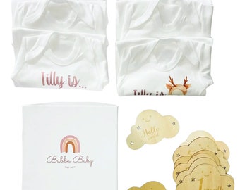 Personalised 'Forest' Milestone Gift Set of 6 (1-6 months)