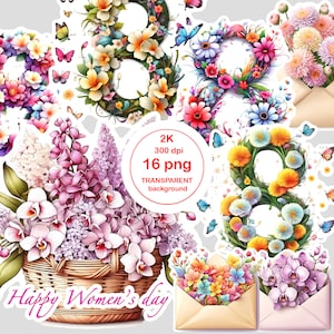 Dzień kobiet akwarela clipart, Międzynarodowy Dzień Kobiet clipart, 8 marca naklejka, 8 marca clipart, dzień kobiet ilustracja, 8 marca