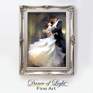 Impression d&#39;art romantique « Nous aurions pu danser toute la nuit », téléchargement numérique, peinture à l&#39;huile d&#39;un couple dansant, Saint-Valentin, mariage ou anniversaire