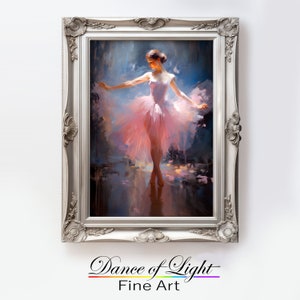 Danser Art Print &quot;A Star Is Born&quot; digitale download, olieverfschilderij van een jonge danser op het podium, cadeau voor meisje of vrouw, balletkunstwerk