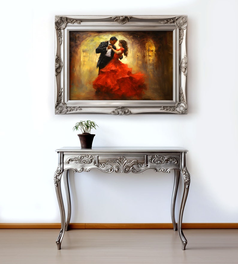 Romantic Art Print "lady in Red" Digital Download, Oil Painting of a ...