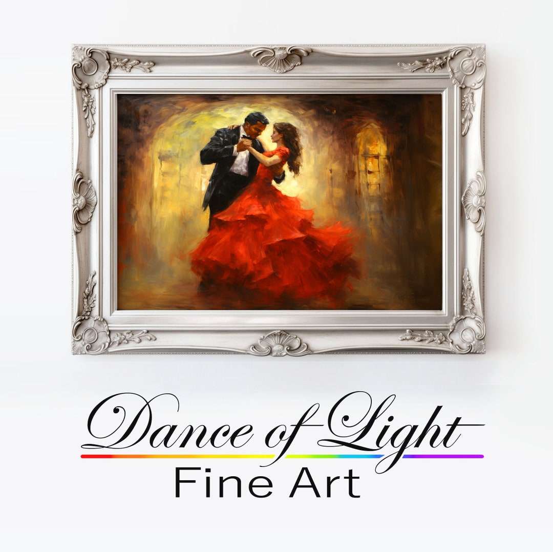 Romantic Art Print "lady in Red" Digital Download, Oil Painting of a ...