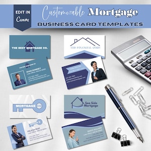 Pacote de cartões de visita para corretor de hipotecas – Download digital, personalizável, cartões de visita para hipotecas, editável no Canva, cartões de visita faça você mesmo, imobiliário
