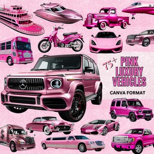 75以上のピンクの高級車の美的要素、Canva、ピンクの車、ボート、トラック、飛行機、クリップアート、ストック写真、テンプレート、AI画像、編集可能