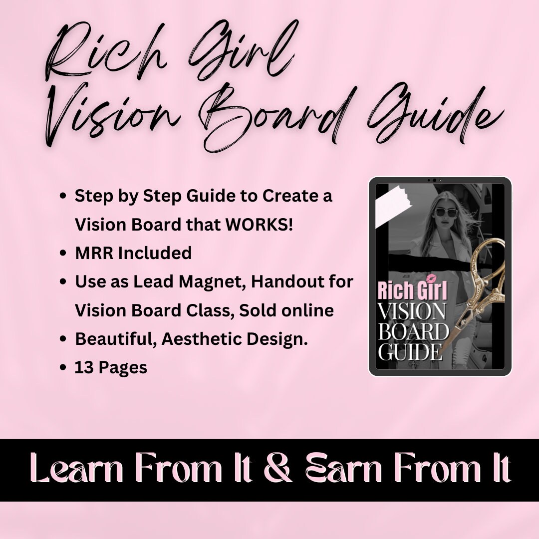 MRR Ebook Rich Girl Vision Board Guide Rebrand and Resell How to Guide